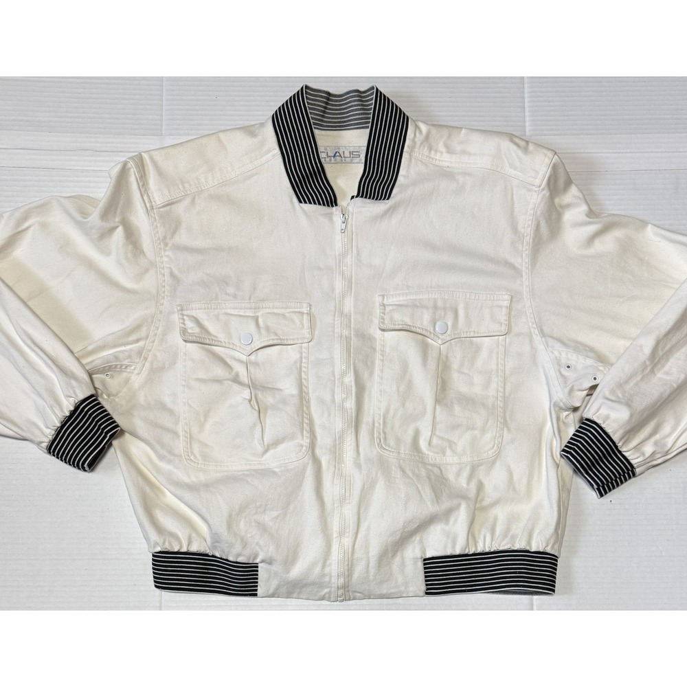 CHAUS - Women's Canvas Full‎ Zip Zip Bomber Jacket - Size Large